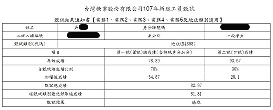 107台糖地政上榜學員吳同學