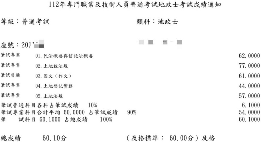 112首宇地政士上榜學員簡○錞