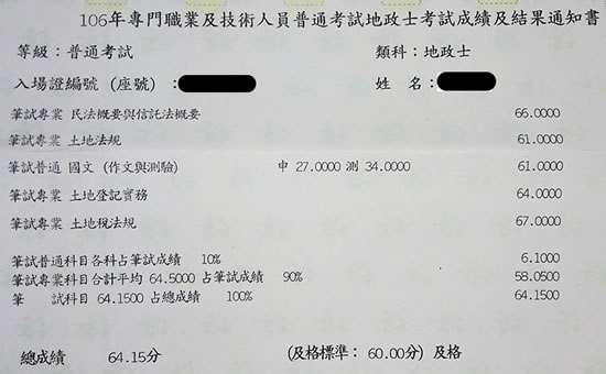 106首宇地政士上榜學員許○偉